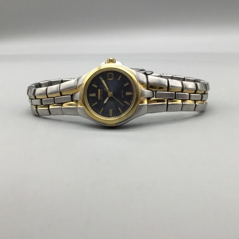 Citizen Eco-Drive Womens Watch 24mm Blue Dial Two Tone 100m WR Stainless 7